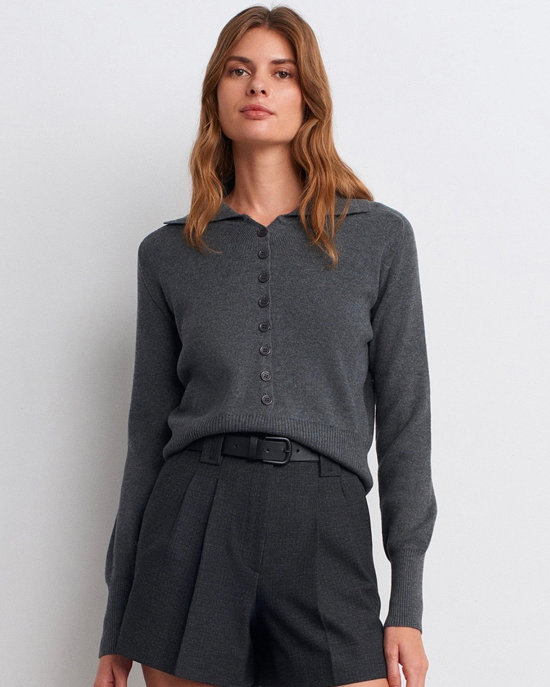Gray Button Up Sweater