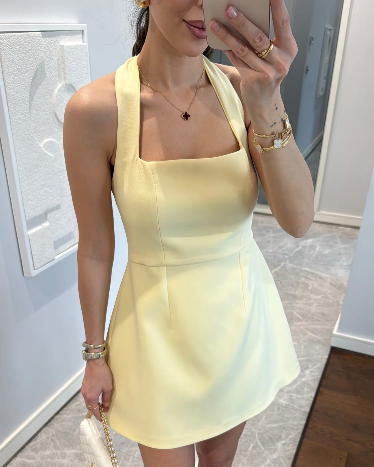 Yellow Square Neck Dress