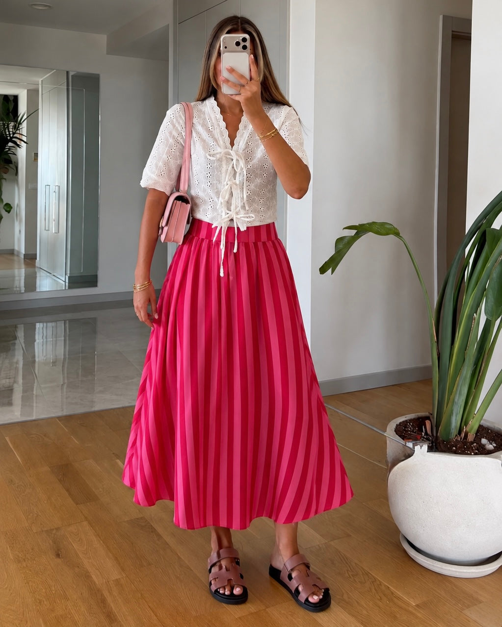 Red Striped Maxi Skirt