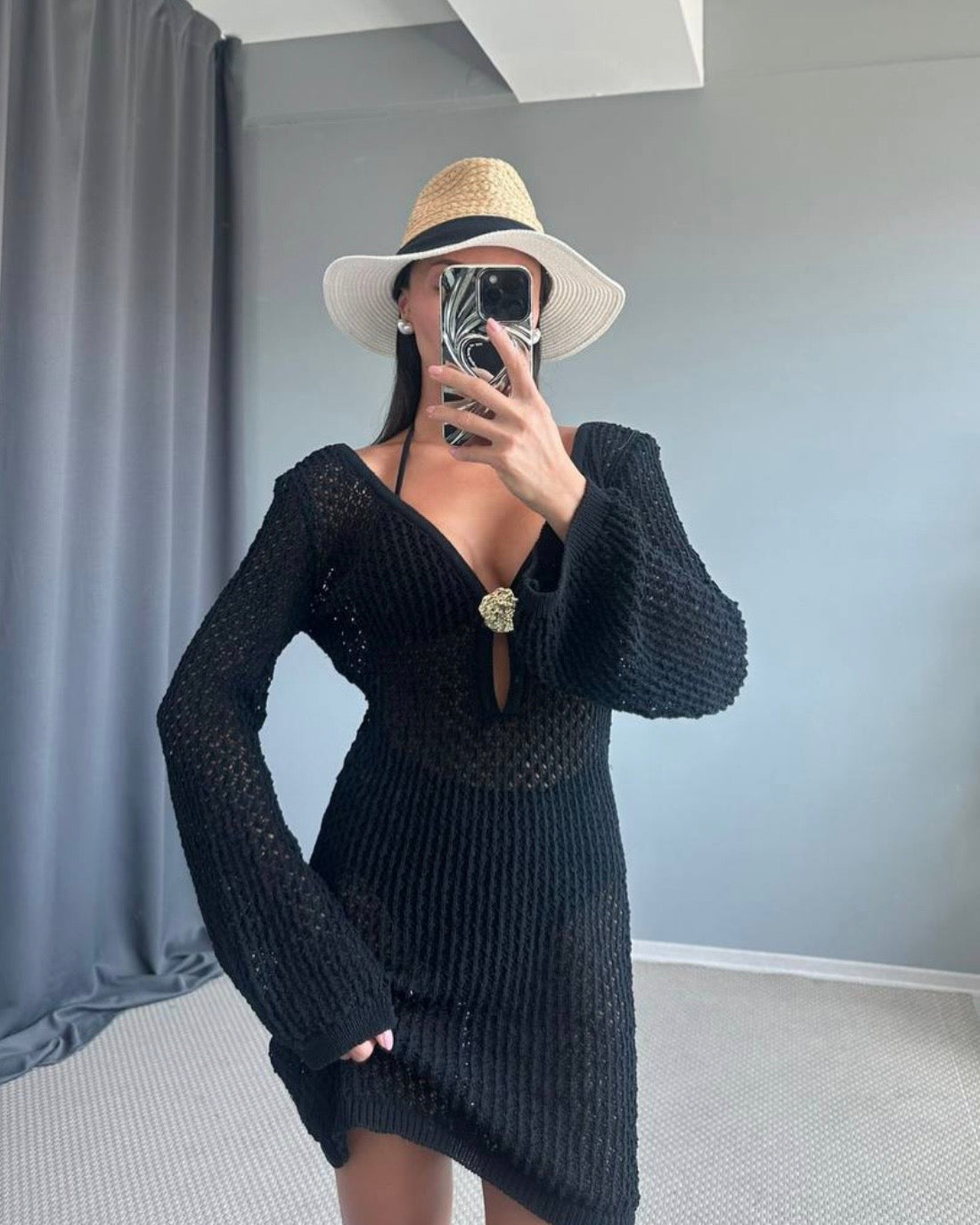 Black Short Beachwear Cover up Dress