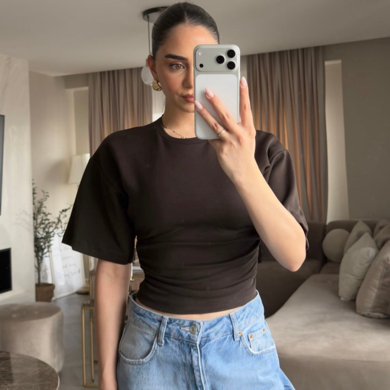 Brown Fitted T-Shirt