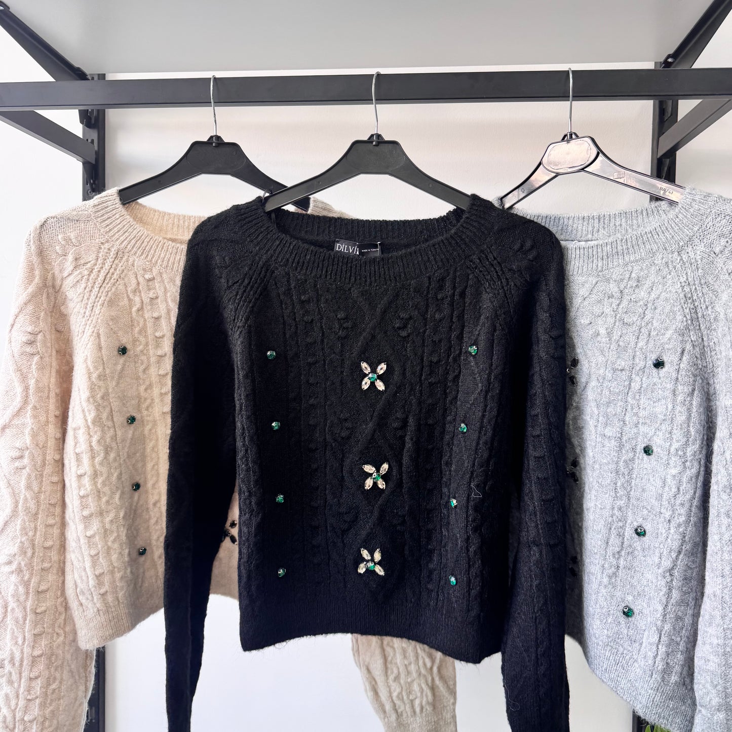 Sweater With Green Rhinestones