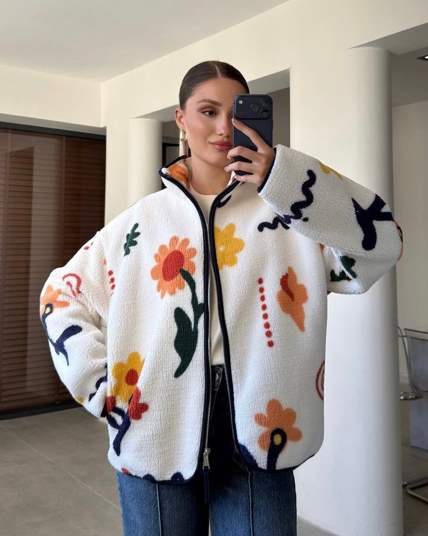 Colorful Teddy Sweater Jacket