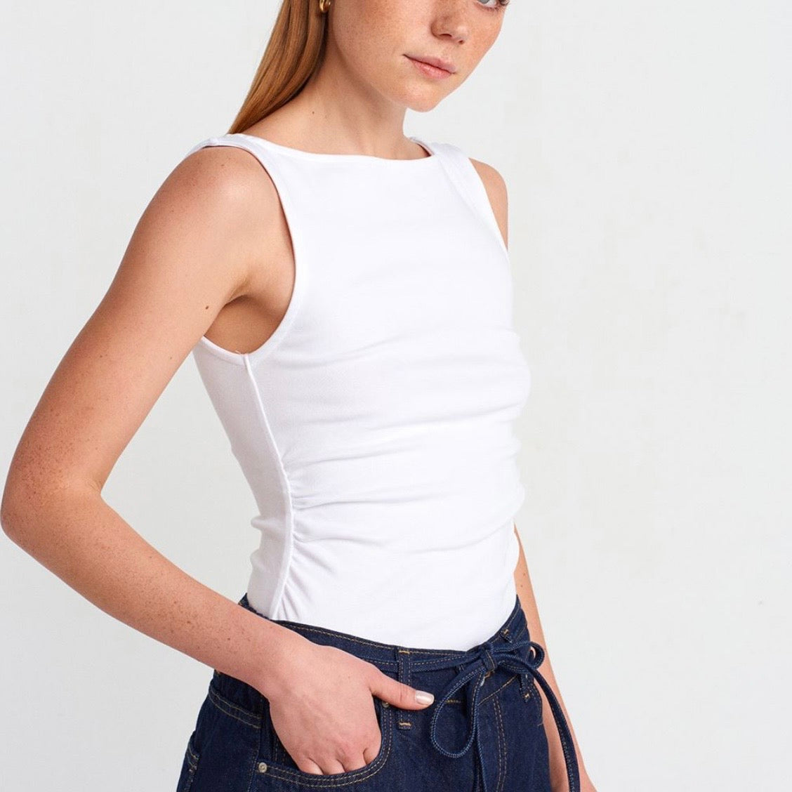 White Ruched Top