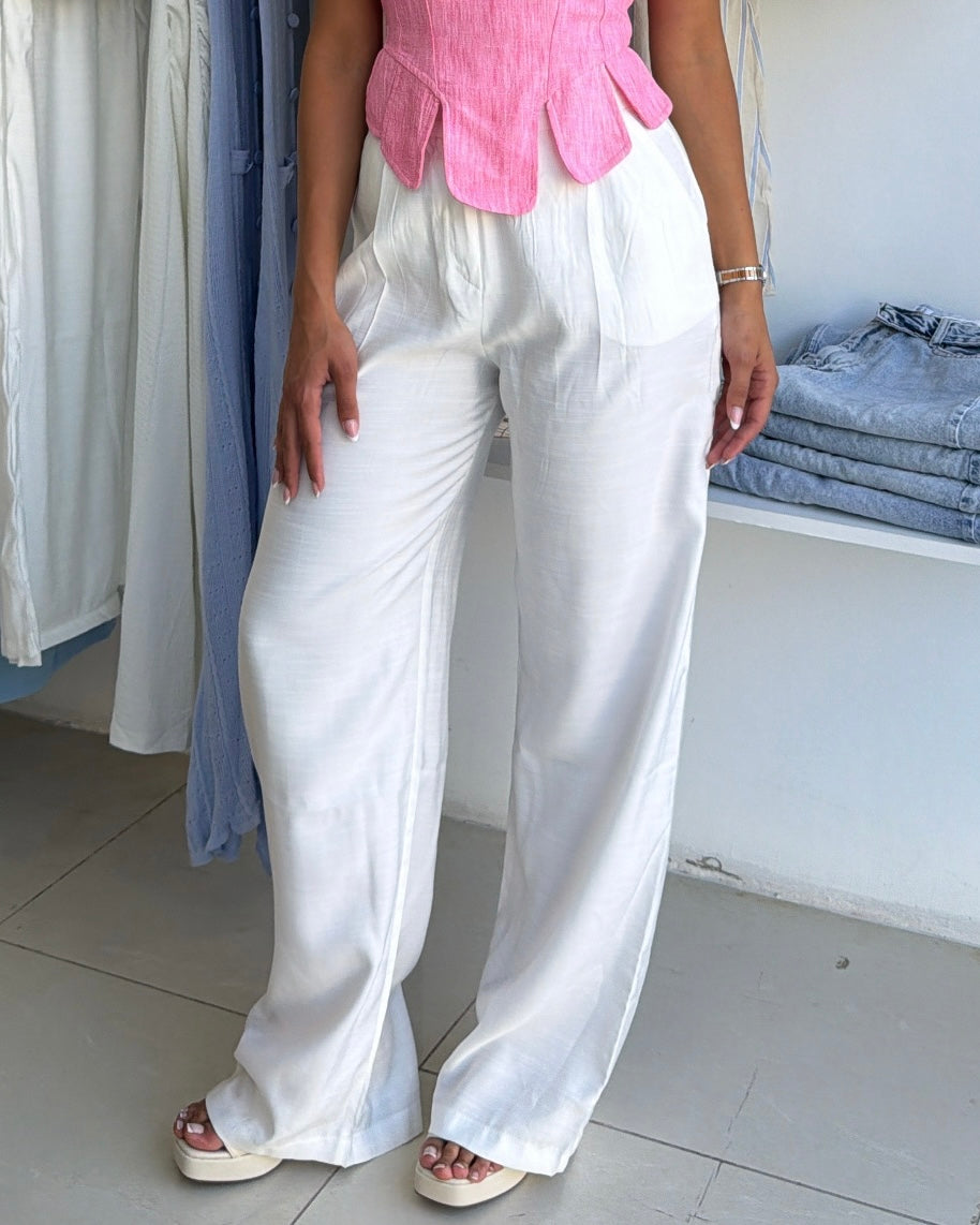 White Wide Leg Pants