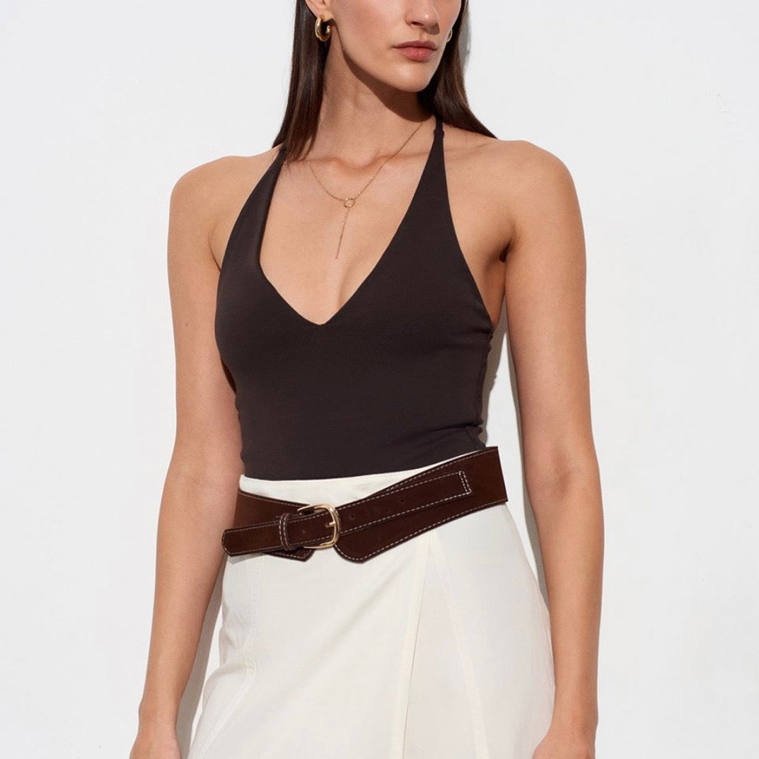 Brown V Neck Top