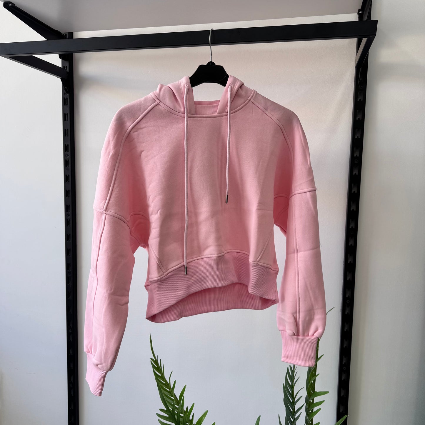 Pink Cropped Hoodie