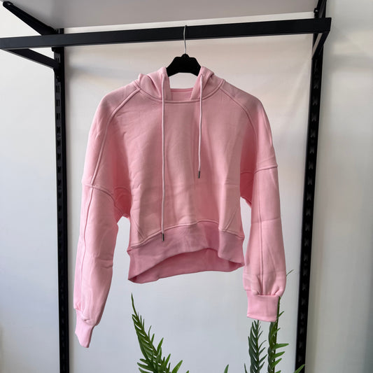 Pink Cropped Hoodie