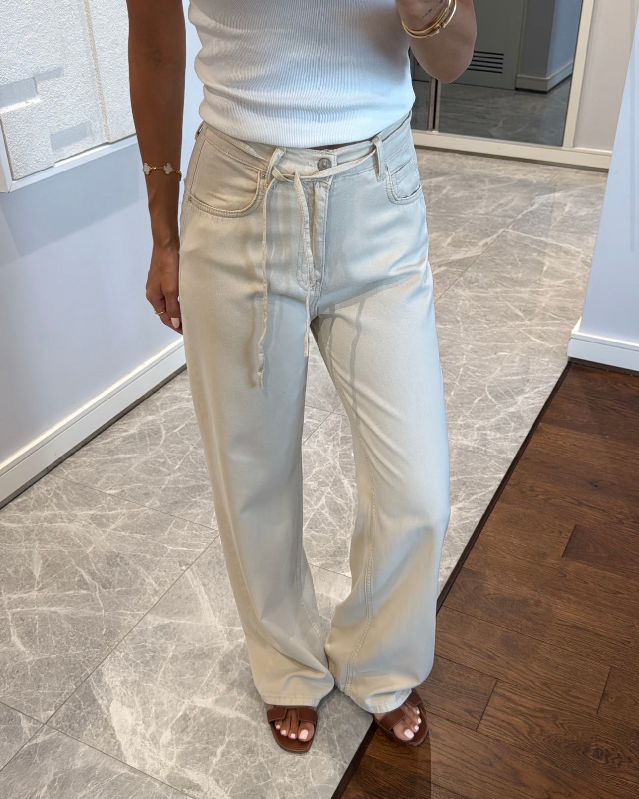 Beige Denim Pants