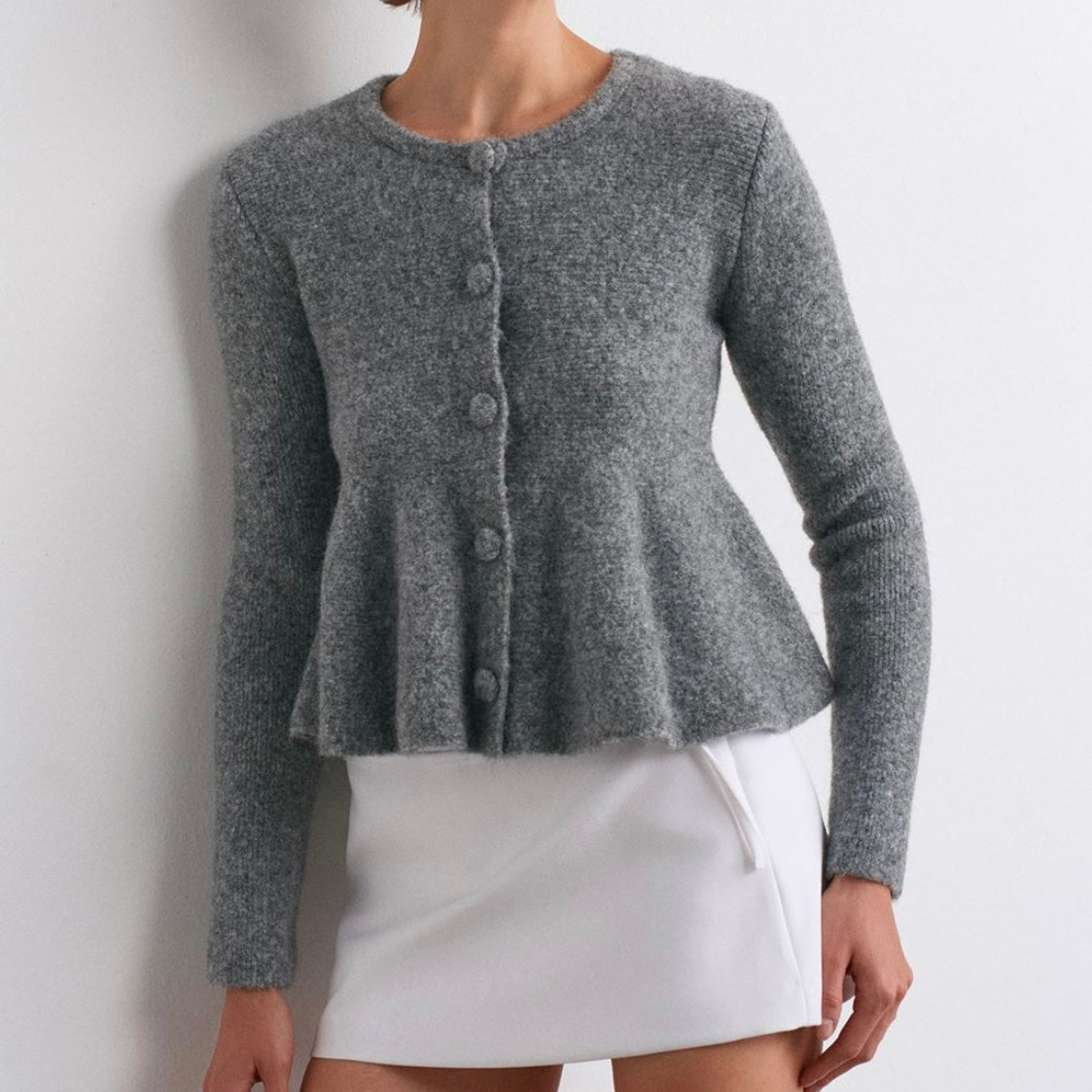 Gray Flared Waist Sweater