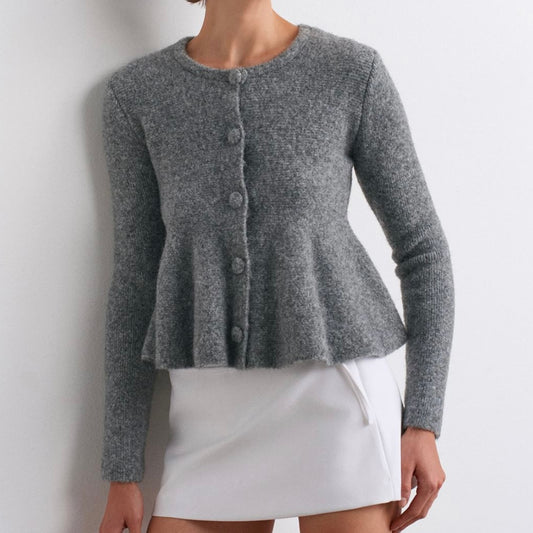 Gray Flared Waist Sweater