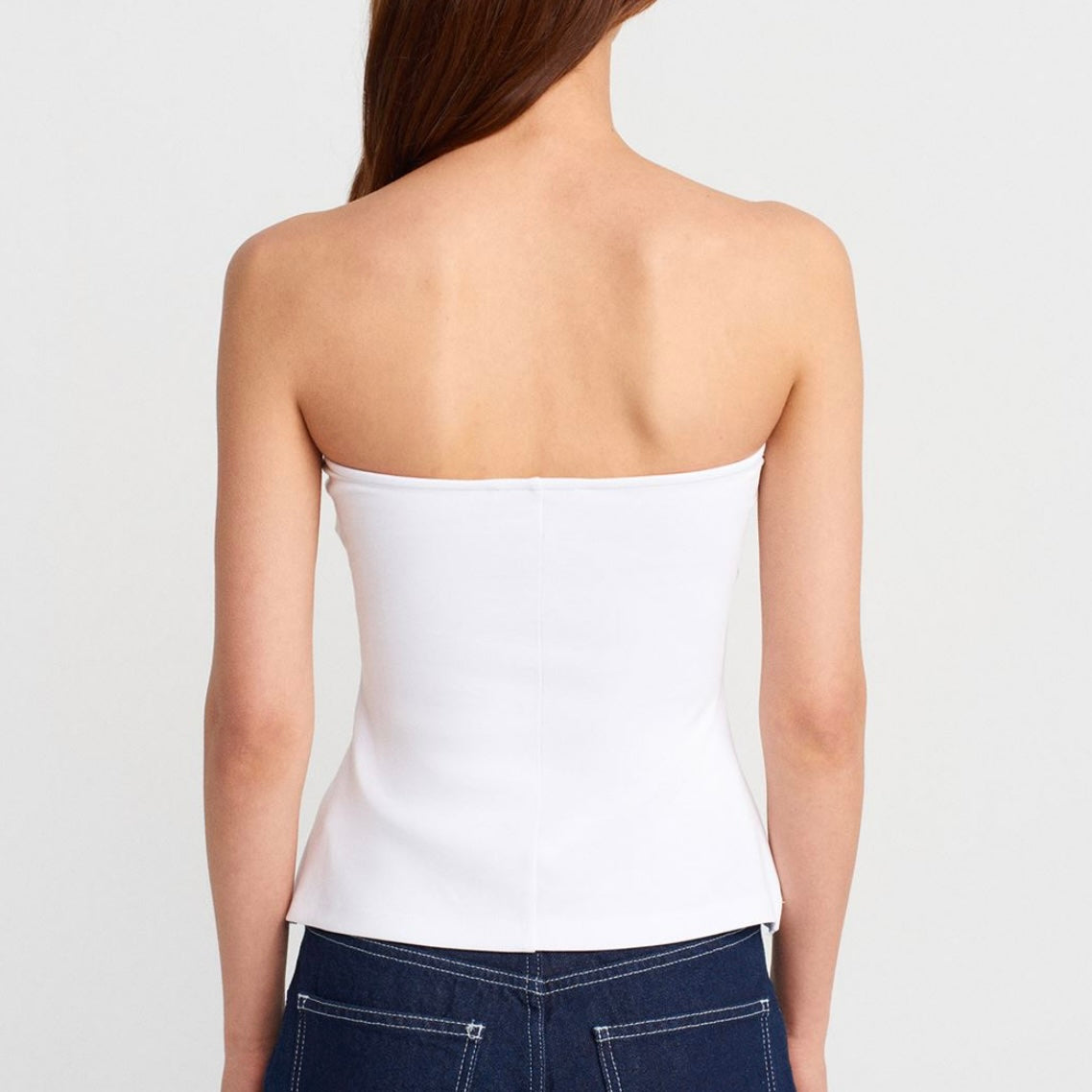 White Strapless Top