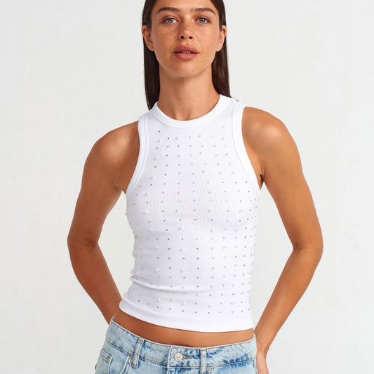 White Motifs Tank Top