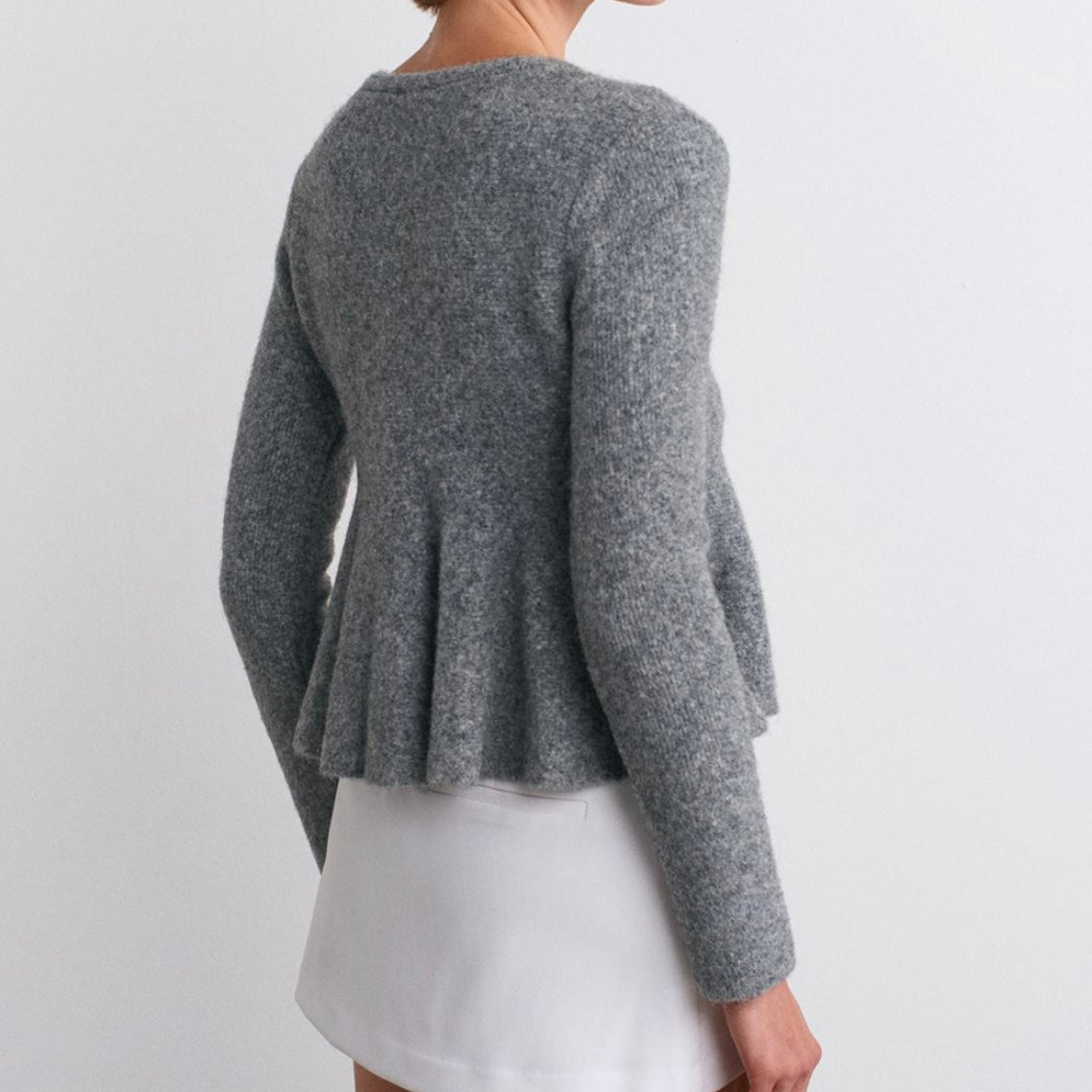 Gray Flared Waist Sweater