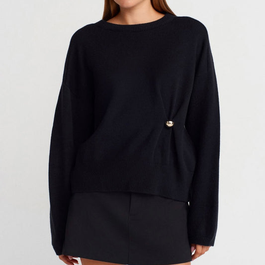 Black One Button Sweater