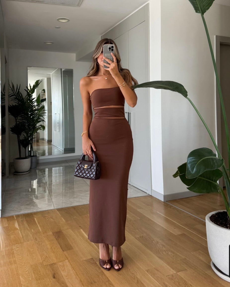 Cutout Brown Dress