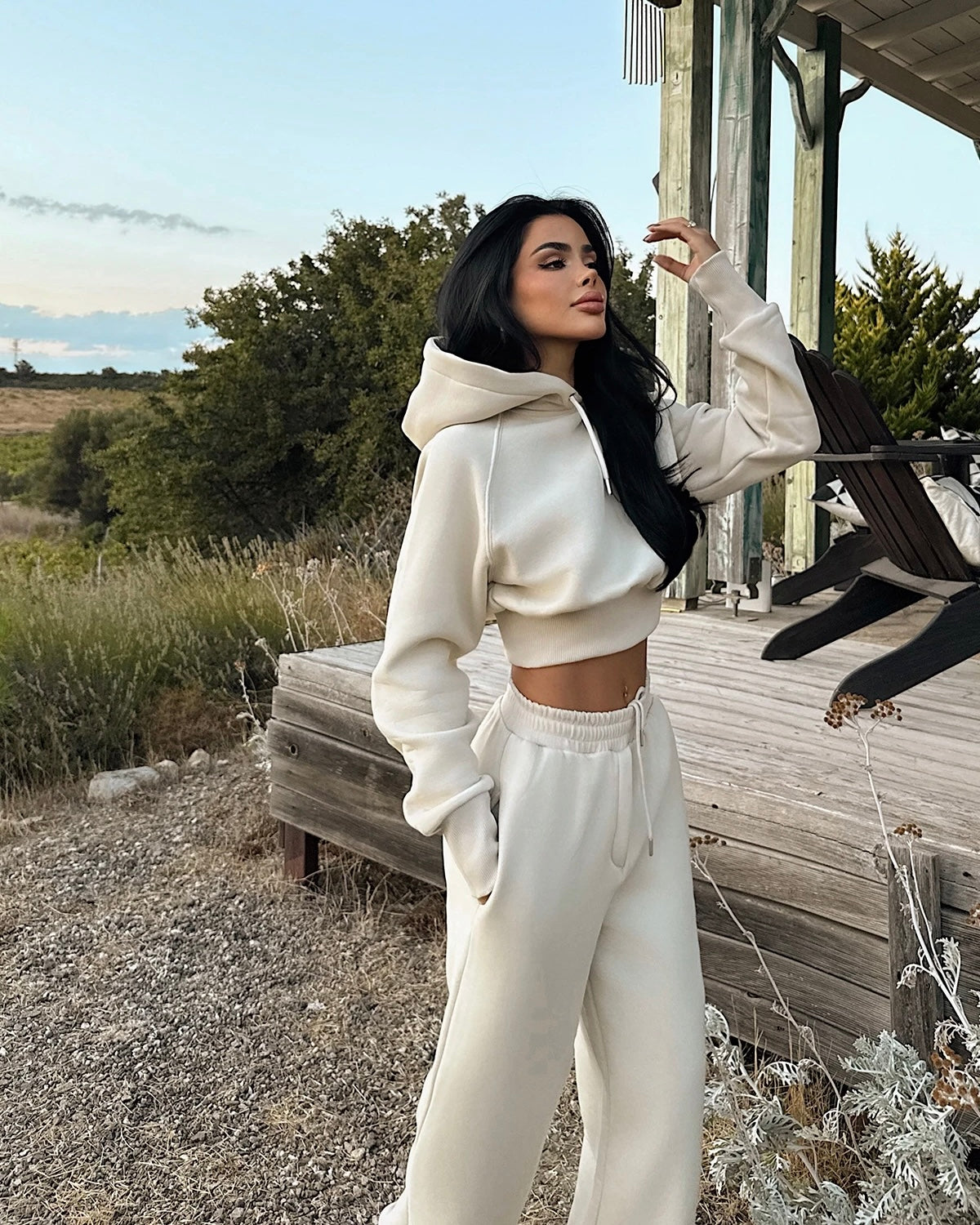 Beige Hooded Set
