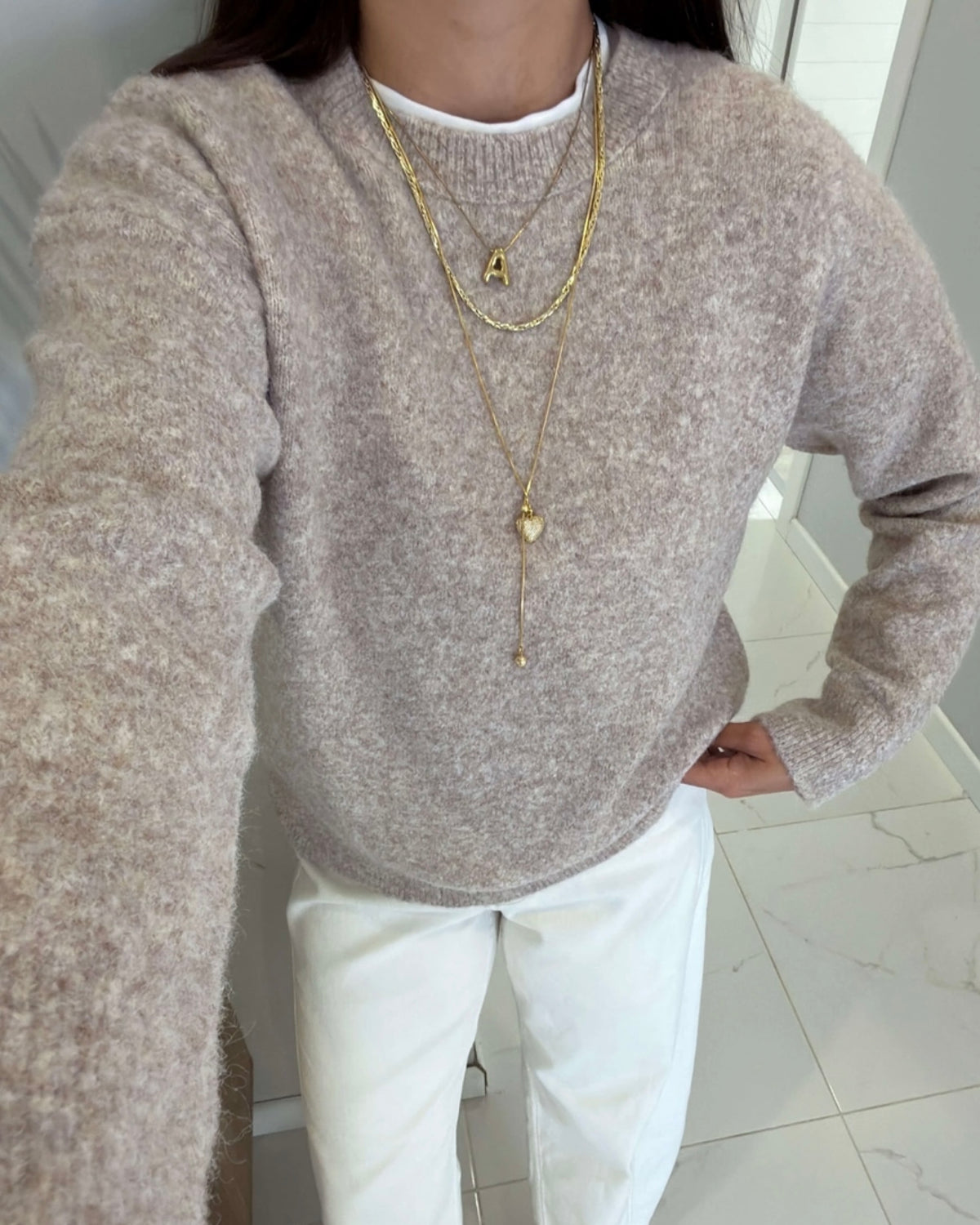 Beige Basic Sweater