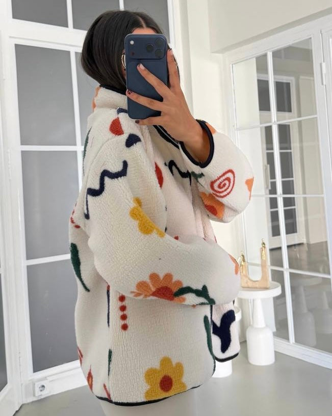 Colorful Teddy Sweater Jacket