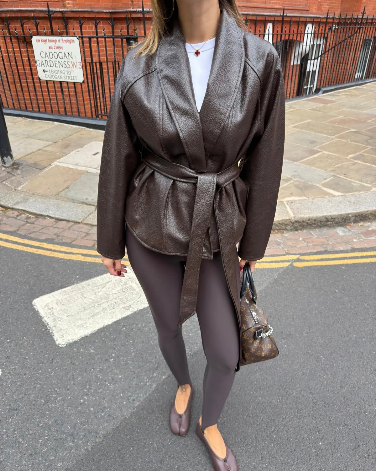 Brown Belted Leather Jacket