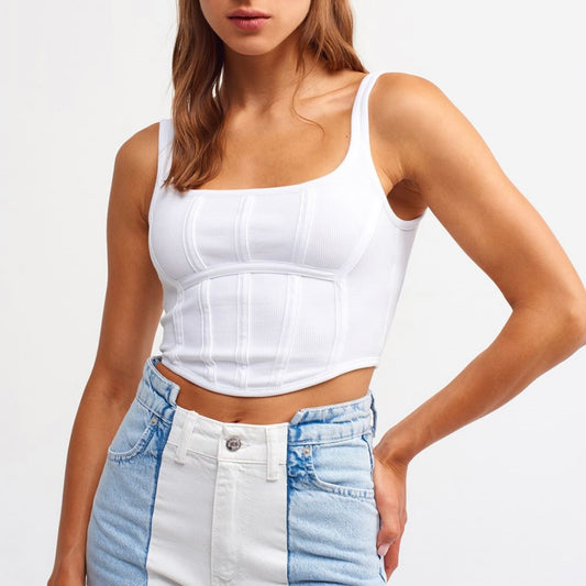 White Corset Crop Top