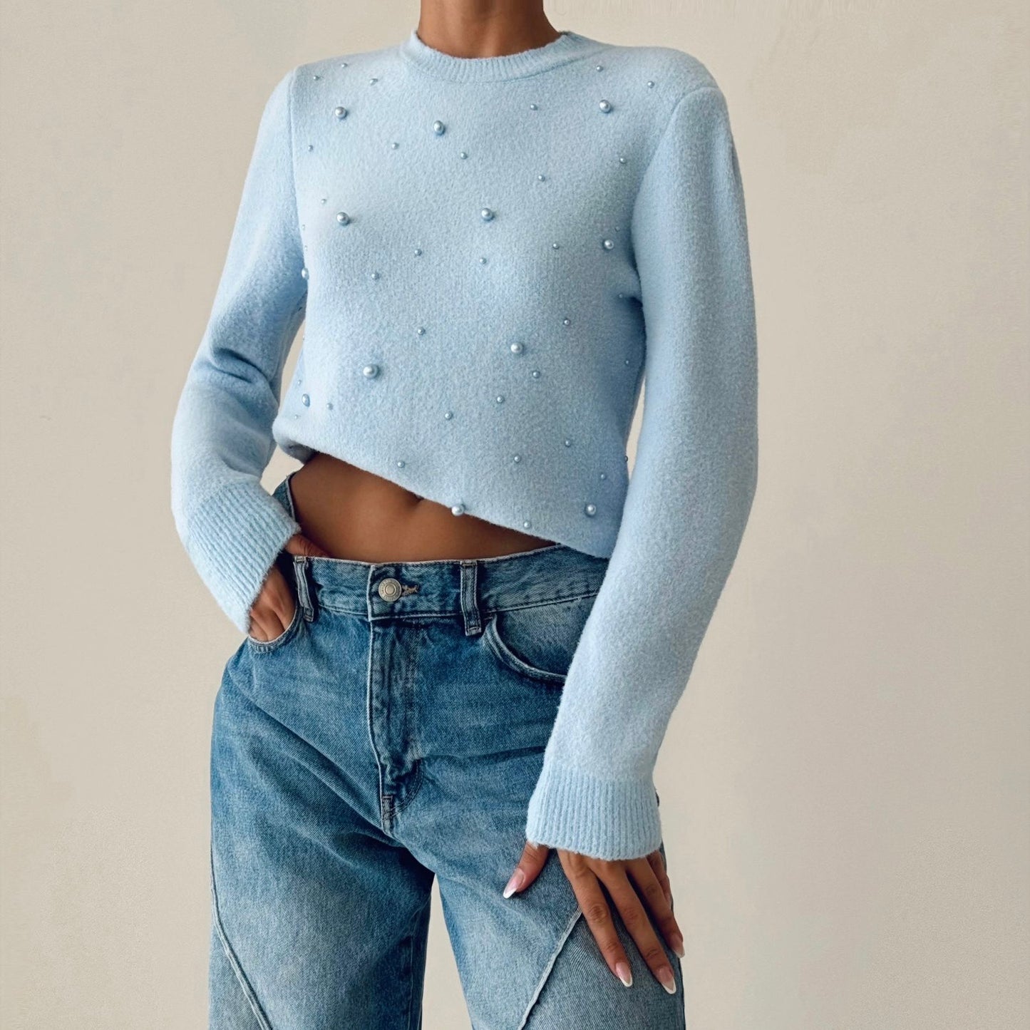 Baby Blue Pearl Sweater