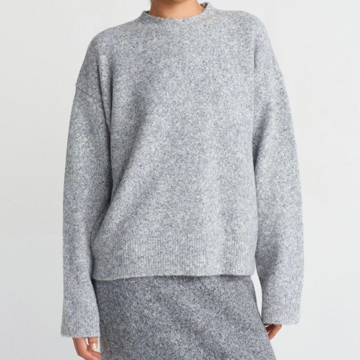 Light Gray Round Neck Sweater