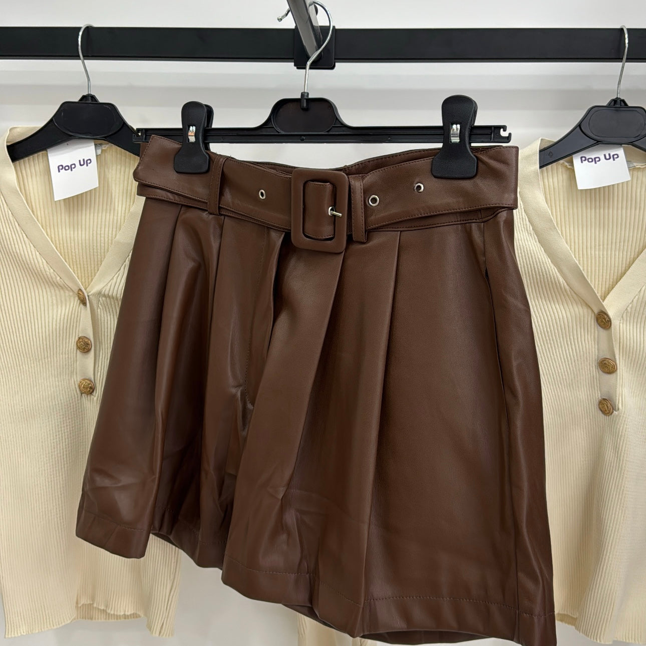 Brown Leather Shorts