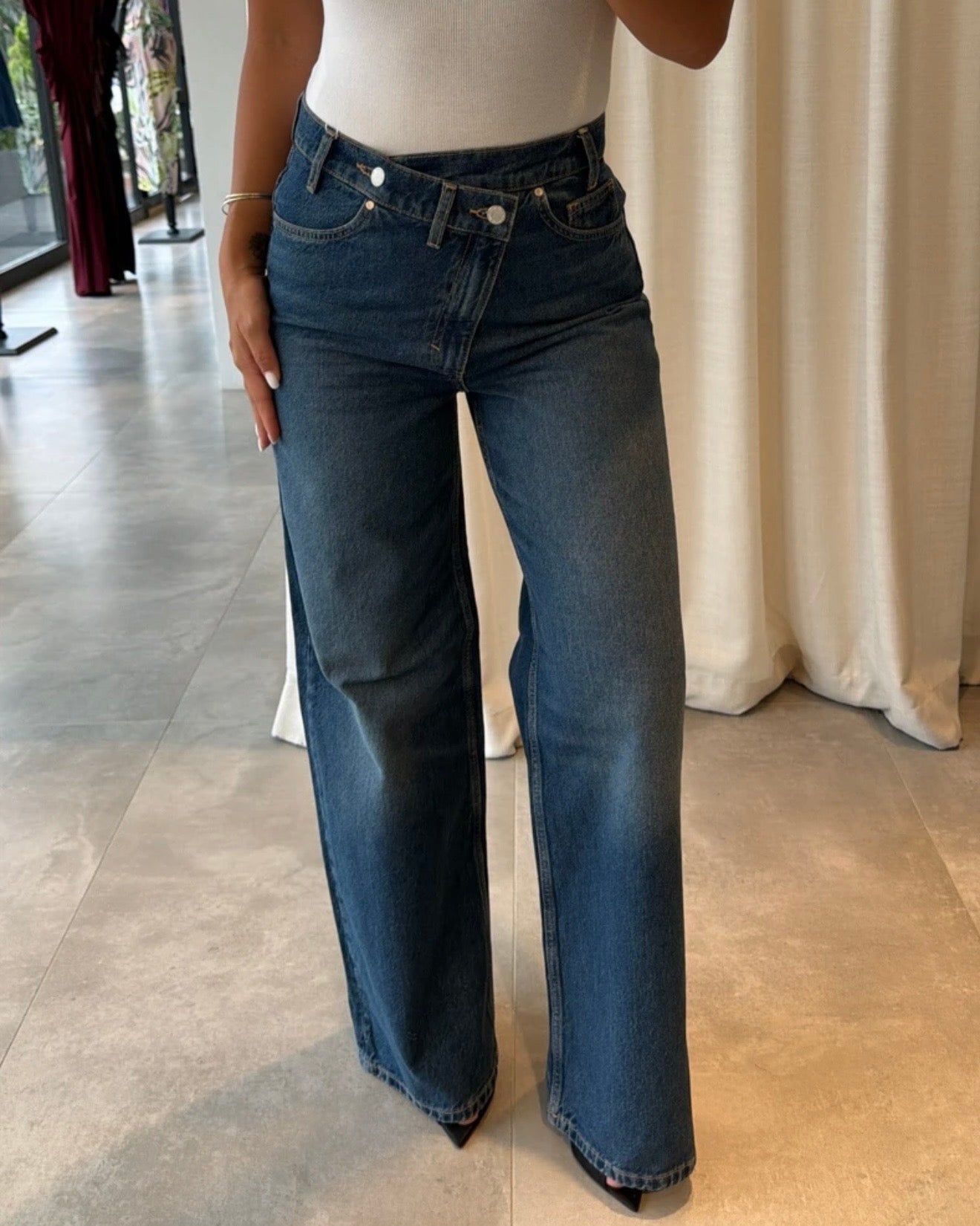 Asymmetrical Denim Pants