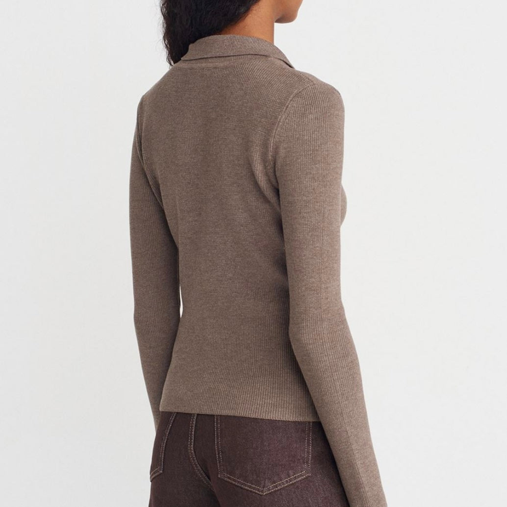 Dark beige Button Up Sweater Top