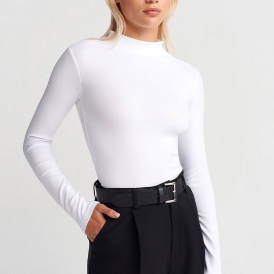 White Basic High neck Top