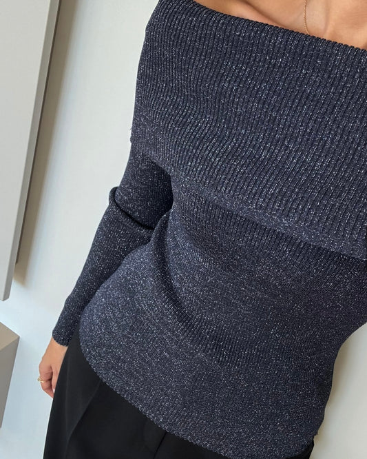 Black Glitter Off-Shoulders