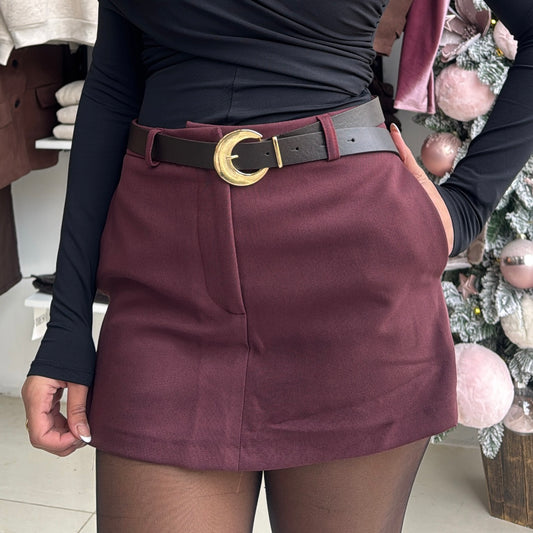 Burgundy Belt Skort