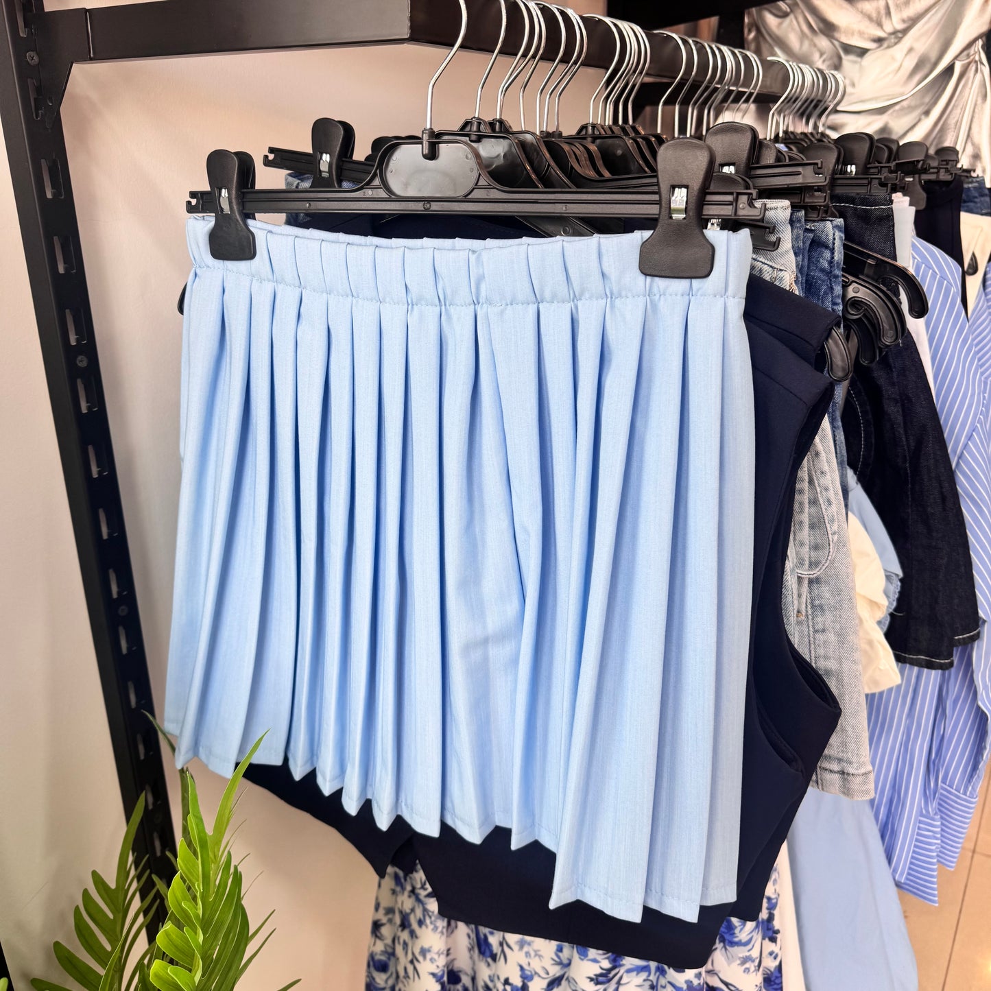Blue Pleated Skirt