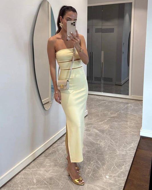 Cut-out Yellow Dress