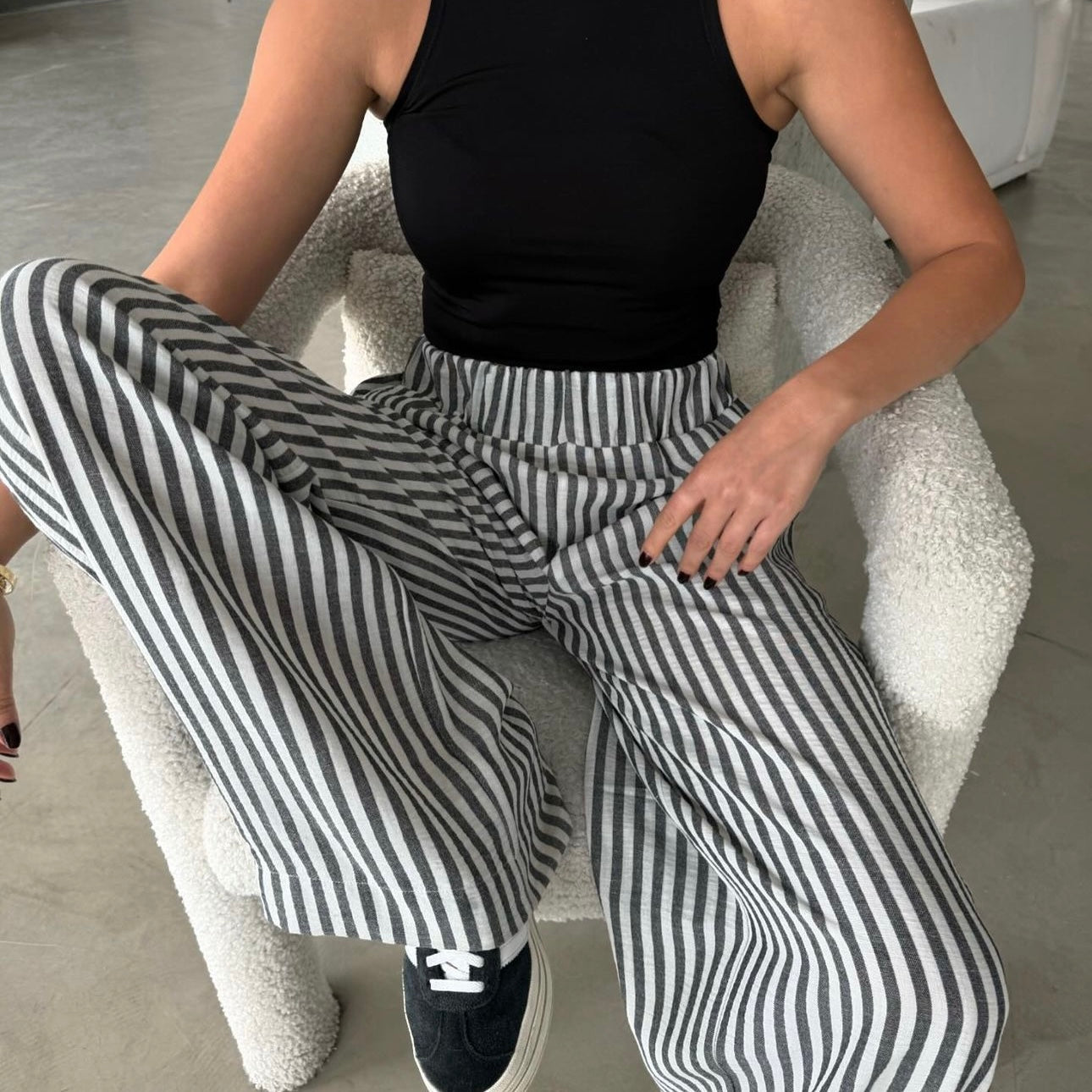 Gray Striped Pants