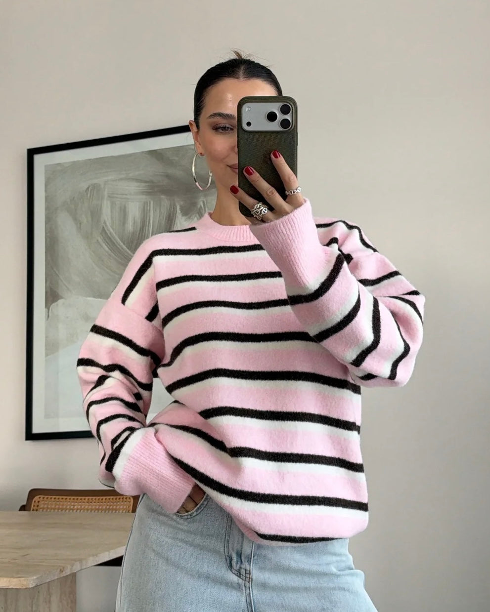 Pink Striped Sweater