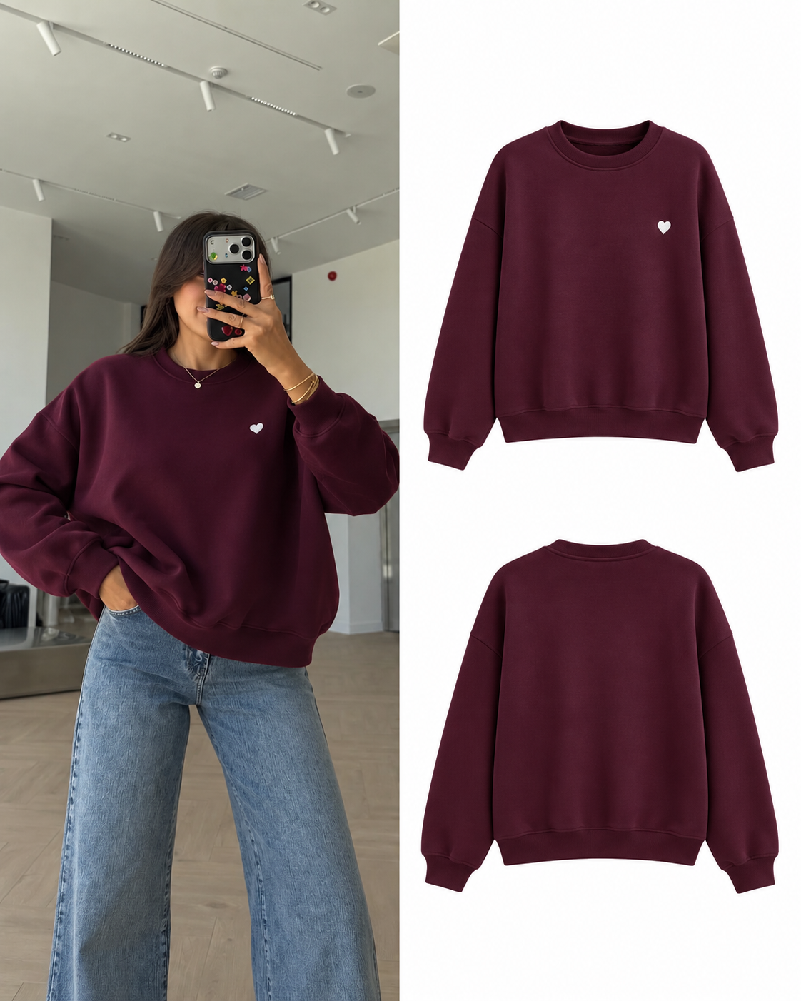 Burgundy Heart Sweatshirt