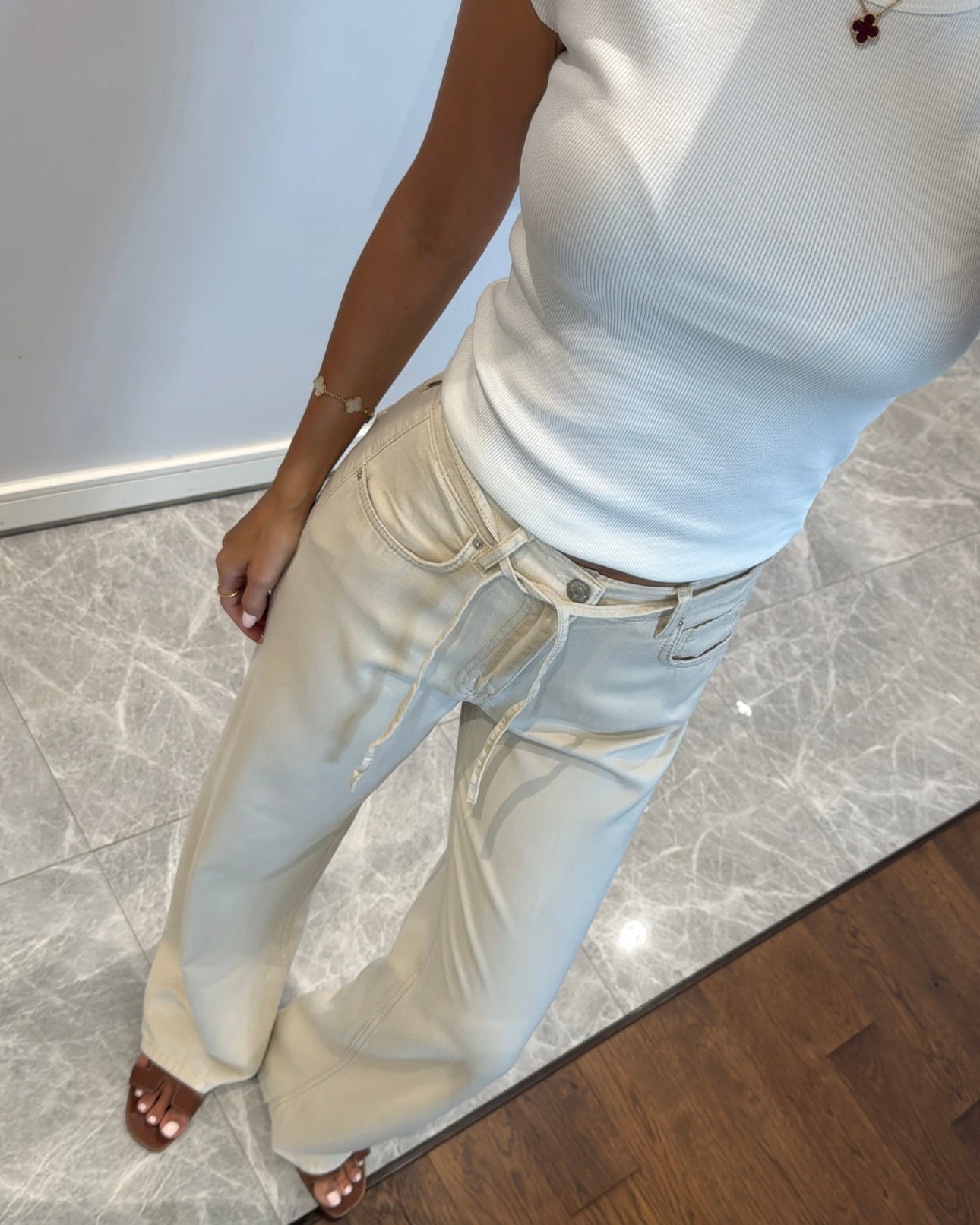 Beige Denim Pants