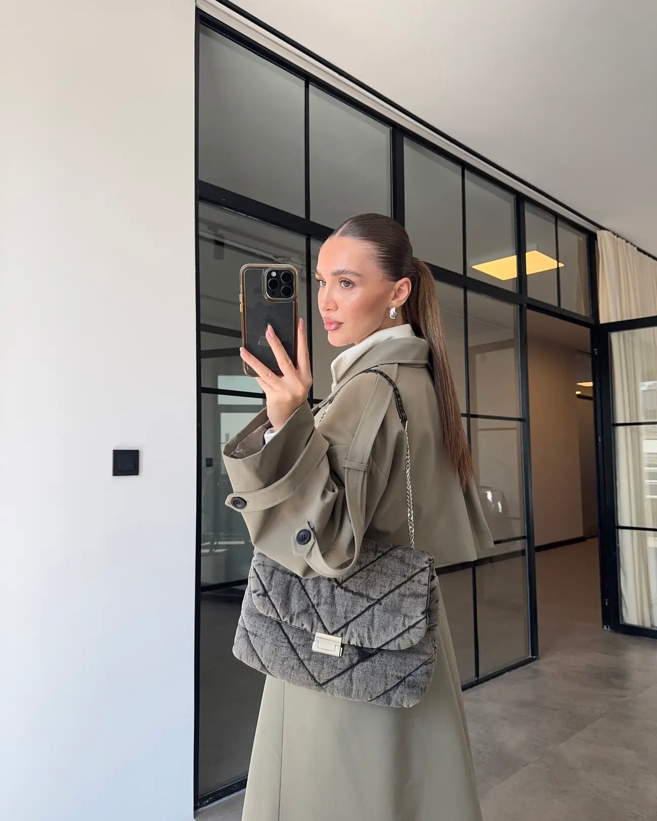 Green Long Trench Coat