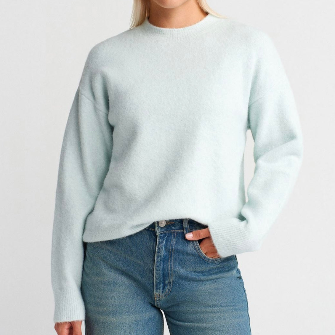Light Blue Round Neck Sweater
