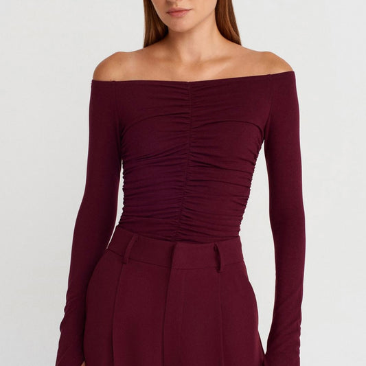 Burgundy Ruched Top