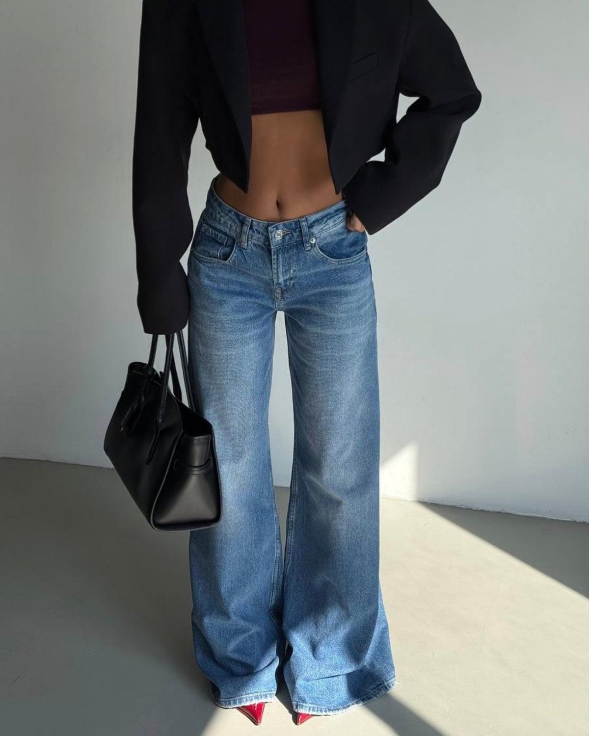 Blue Low Waist Denim Pants
