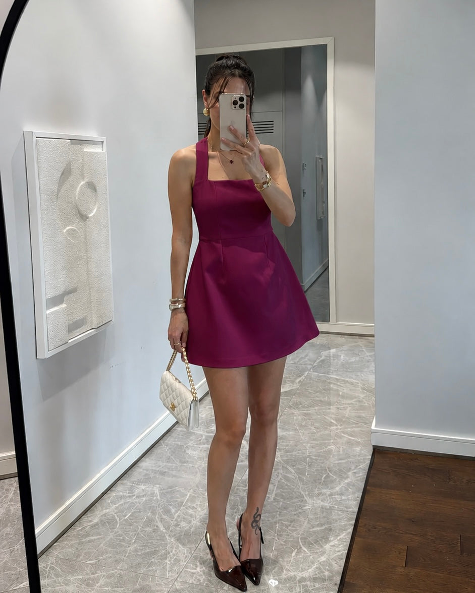 Plum Square Neck Dress