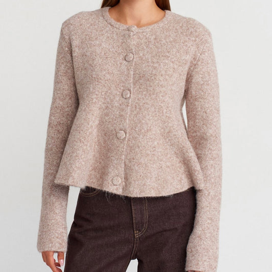 Beige Flared Waist Sweater