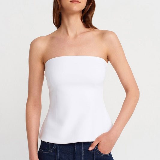 White Strapless Top