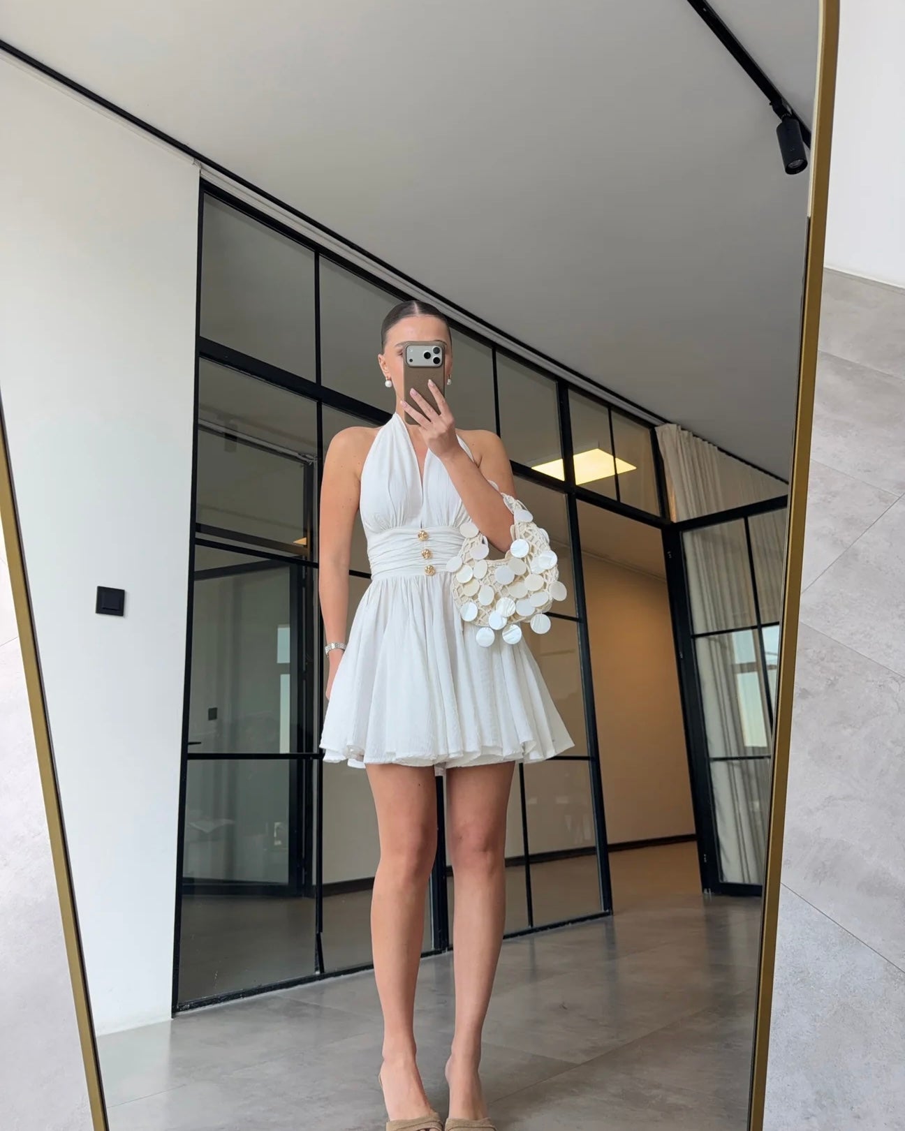White Dress With Gold Detailing