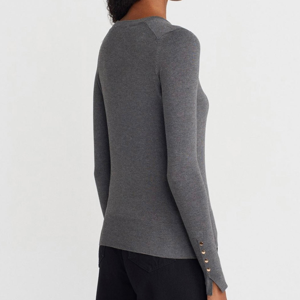 Gray Sleeve buttons Top