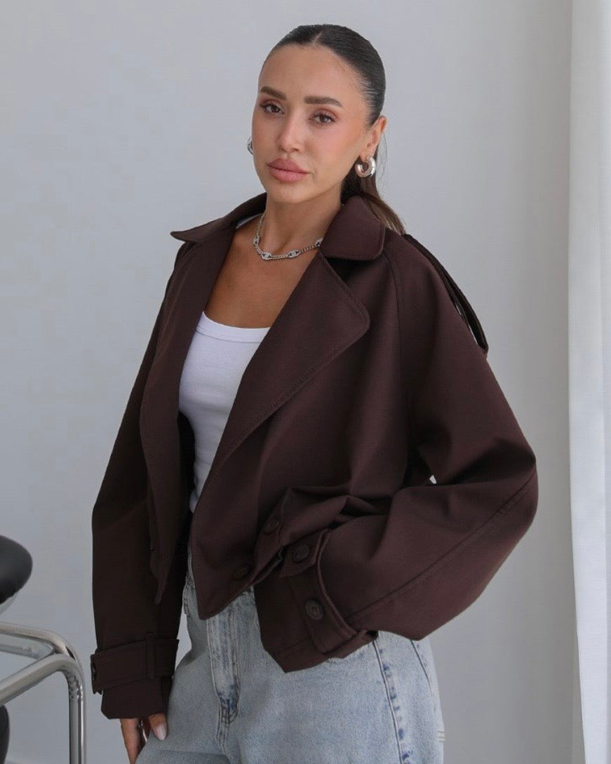 Brown Cropped Trench Coat