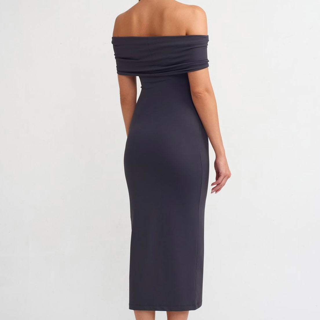 Dark gray off shoulders dress